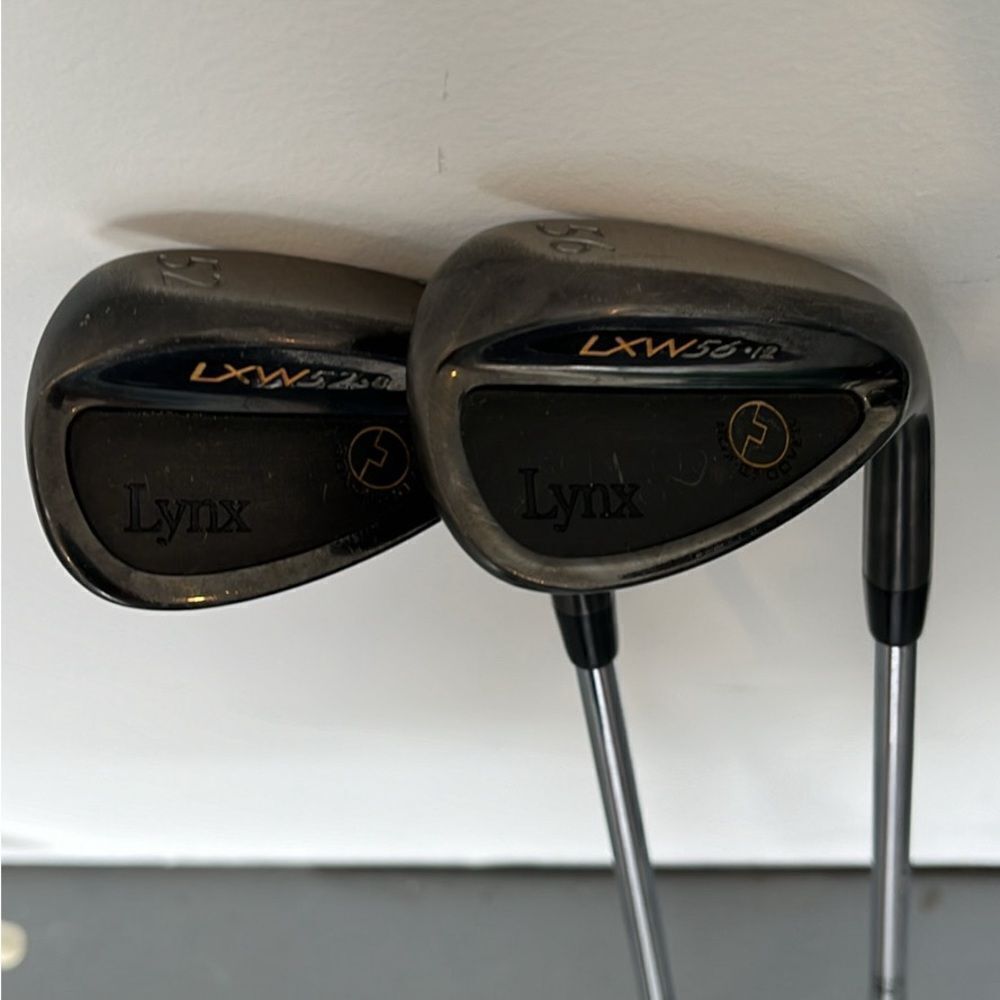 Two (2) Lynx 52 & 56 degree RH Golf Club pitching wedge steel shaft Box Groove